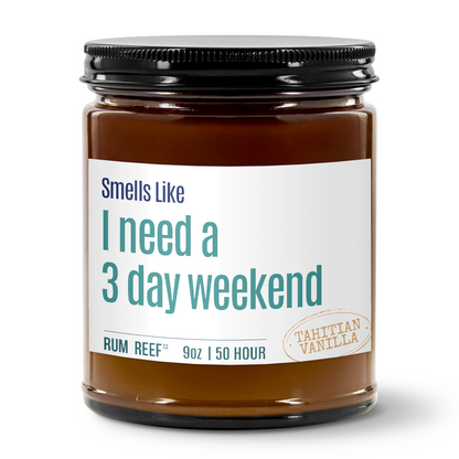 Jar of candle with a humorous label on a white background