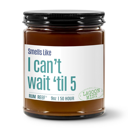 Jar of candle with a humorous label on a white background